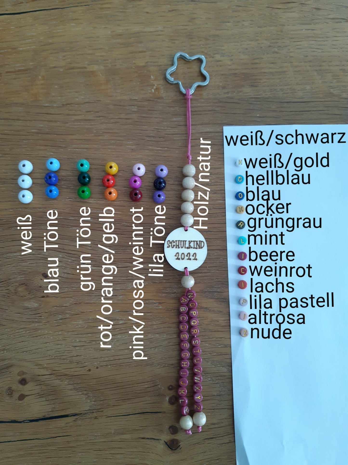 Anhänger für Schultüte mit Wunschnamen und Holzbutton Schulkind 2023 - Katinkas Kreativwerkstatt