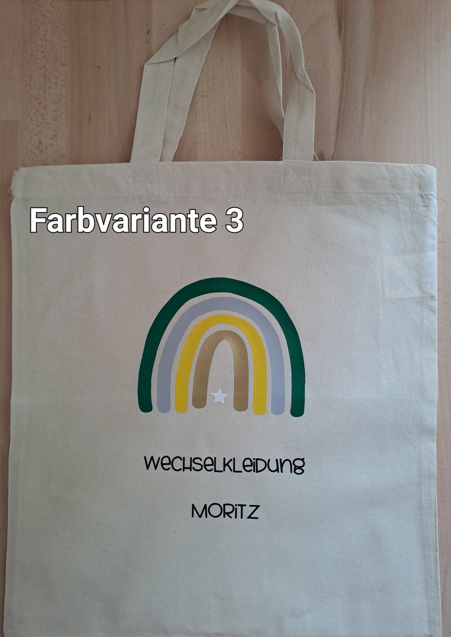 Baumwolltasche für Wechselkleidung mit Wunschname - Kindergarten - Katinkas Kreativwerkstatt