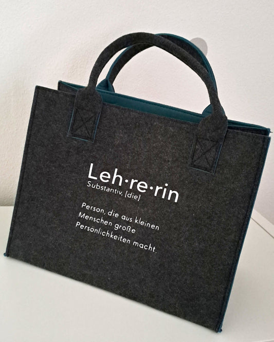 Einkaufstasche für Lehrerin oder Erzieherin - Filztasche - Katinkas Kreativwerkstatt