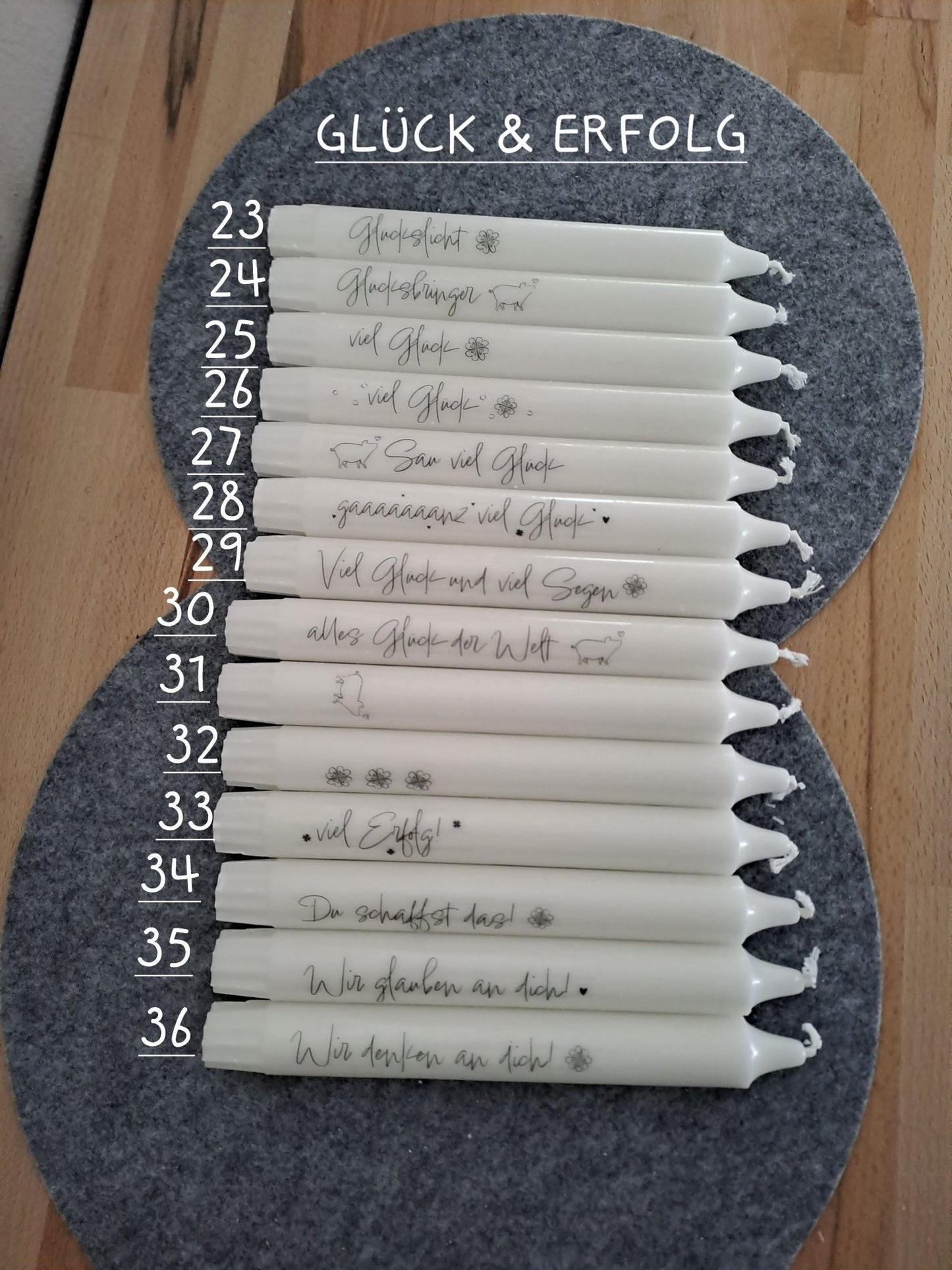 Kerzenhalterset mit Spruchkerzen - Katinkas Kreativwerkstatt