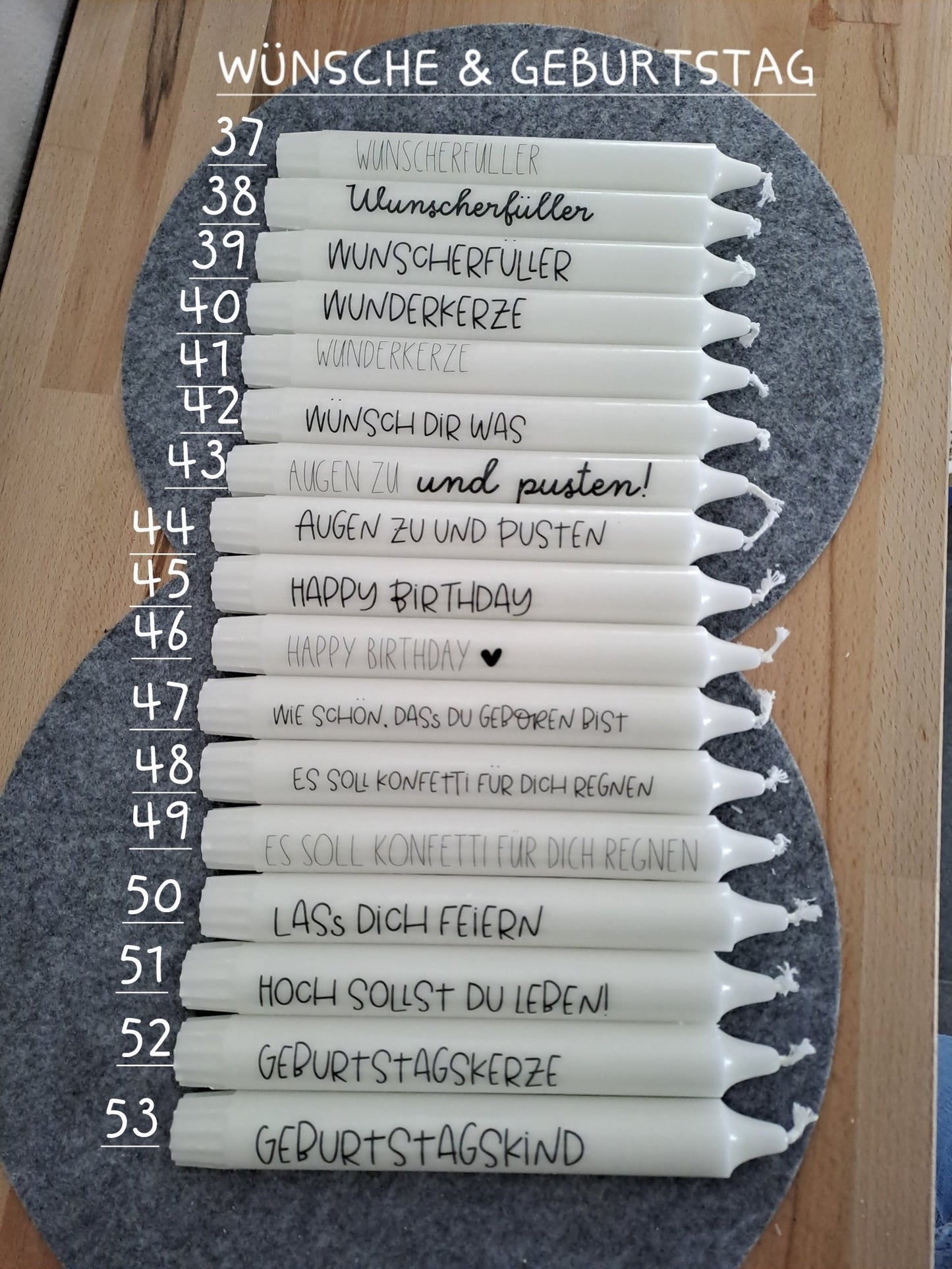 Kerzenhalterset mit Spruchkerzen - Katinkas Kreativwerkstatt