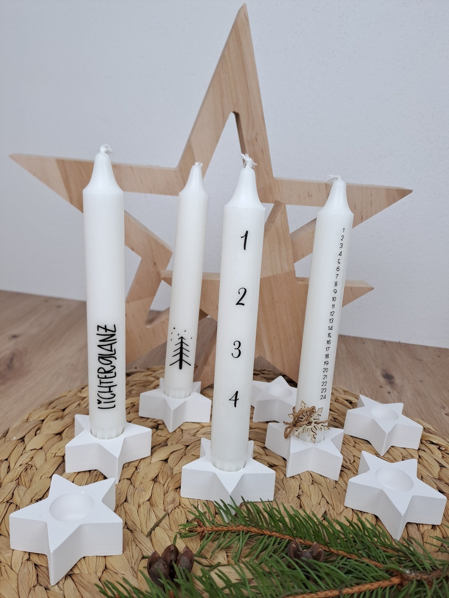 Kerzenhalter Stern Katinkas Motiv Kerze – Kreativwerkstatt mit Weihnachten