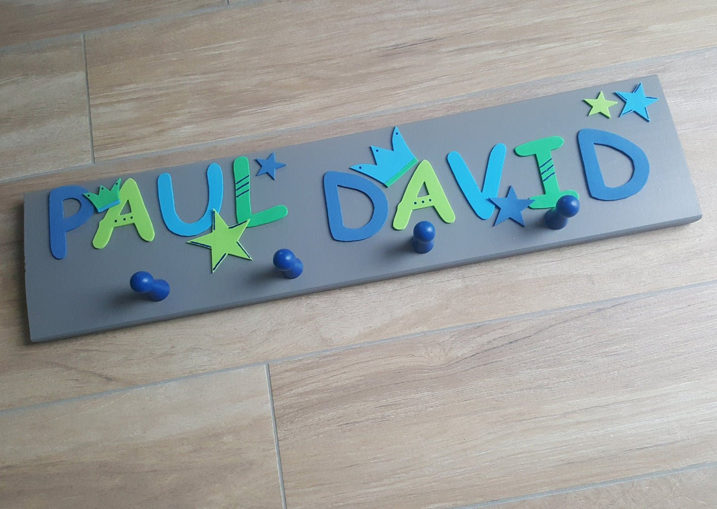 Kindergarderobe für Geschwister 60 cm personalisiert mit Wunschnamen - Katinkas Kreativwerkstatt