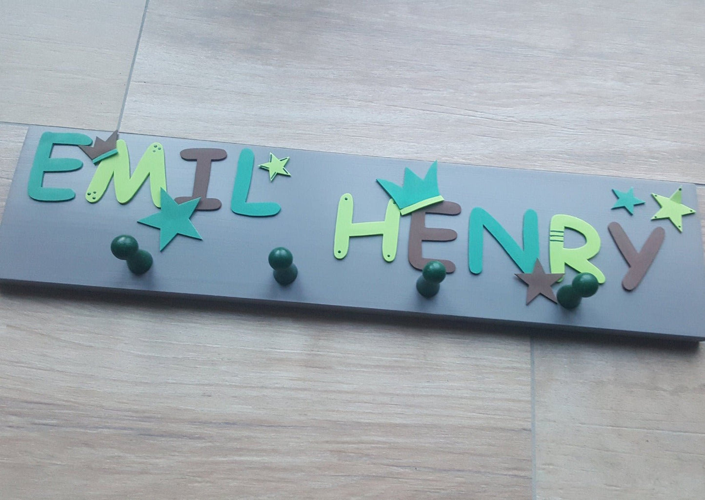 Kindergarderobe für Geschwister 60 cm personalisiert mit Wunschnamen - Katinkas Kreativwerkstatt