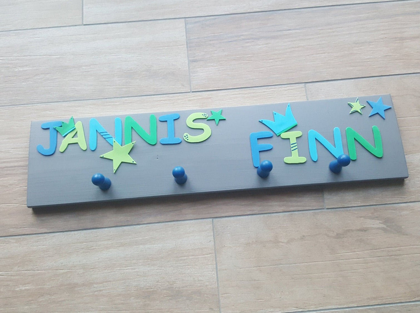 Kindergarderobe für Geschwister 60 cm personalisiert mit Wunschnamen - Katinkas Kreativwerkstatt