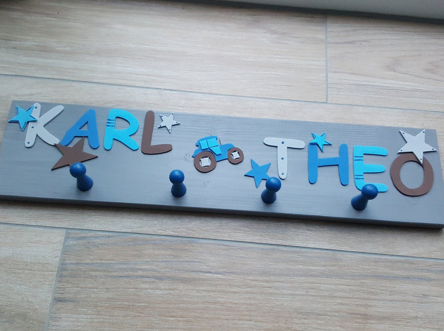 Kindergarderobe für Geschwister 60 cm personalisiert mit Wunschnamen - Katinkas Kreativwerkstatt