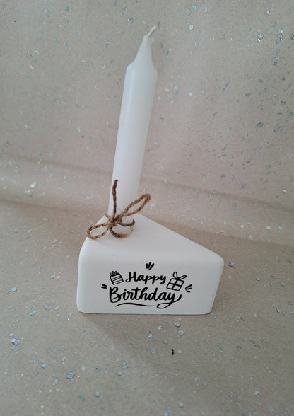 Pustekuchen - Tortenstück mit Kerze und Wunschtext I Geschenk zum Geburtstag - Katinkas Kreativwerkstatt
