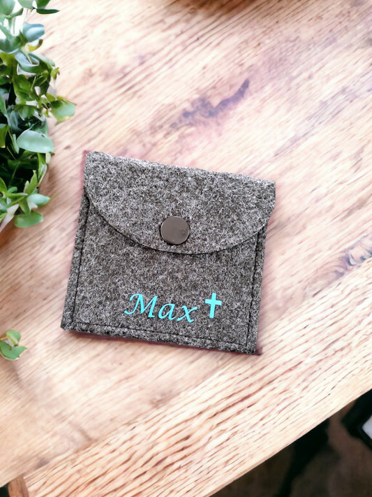 Rosenkranztasche aus Filz mit Wunschnamen - Katinkas Kreativwerkstatt
