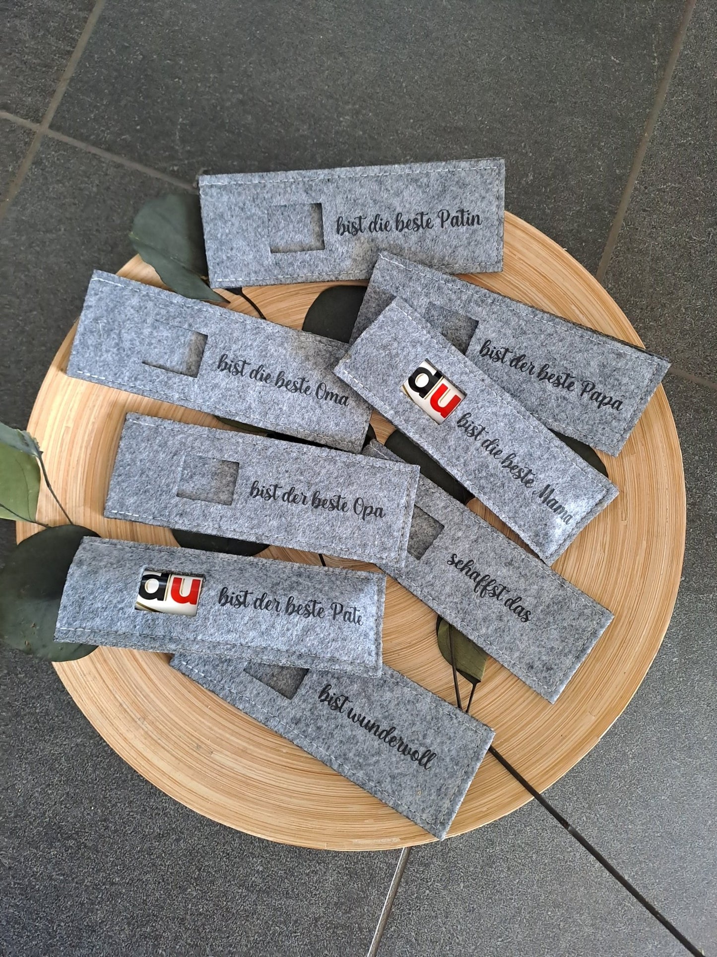 Schokoriegel Hülle großes DU aus Filz - Katinkas Kreativwerkstatt