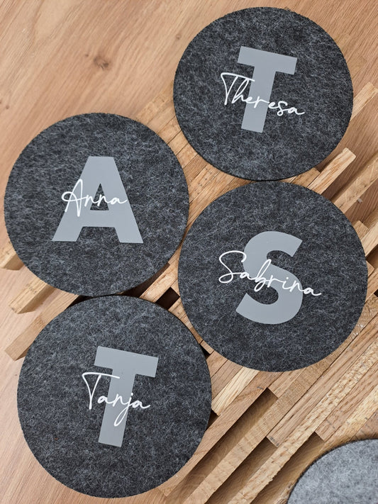 Untersetzer aus Filz Personalisiert mit Namen oder Wunschtext