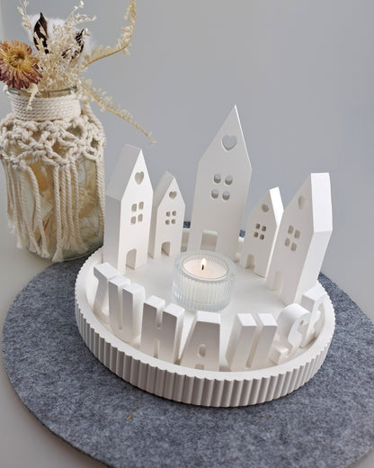 Decorative plate AT HOME with light house