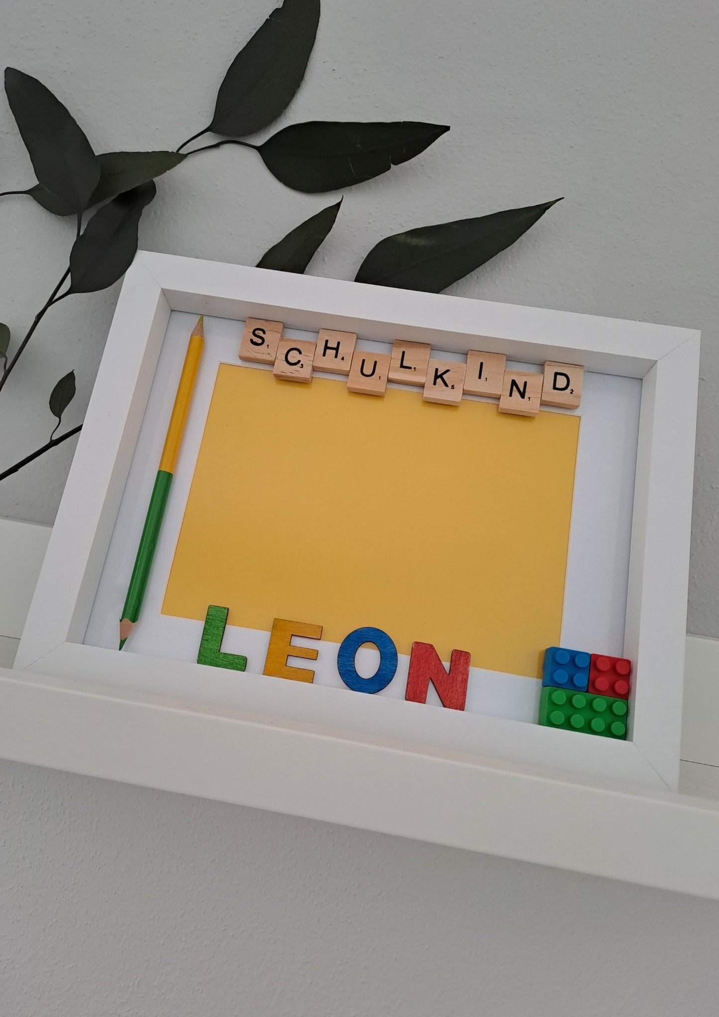 Bilderrahmen Schulkind mit Wunschnamen Motiv Lego - Katinkas Kreativwerkstatt