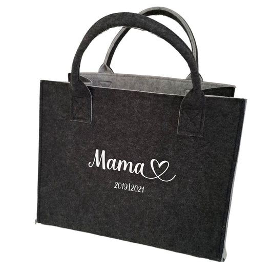 Einkaufstasche mit Aufdruck MAMA I mit Geburtsjahr des Kindes I - Filztasche - Katinkas Kreativwerkstatt