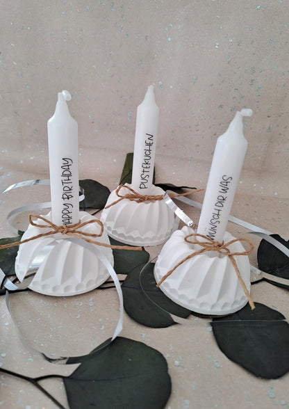 Geburtstagskuchen aus Keramik - Gugelhupf mit Kerze und Wunschtext I Geschenk zum Geburtstag - Katinkas Kreativwerkstatt