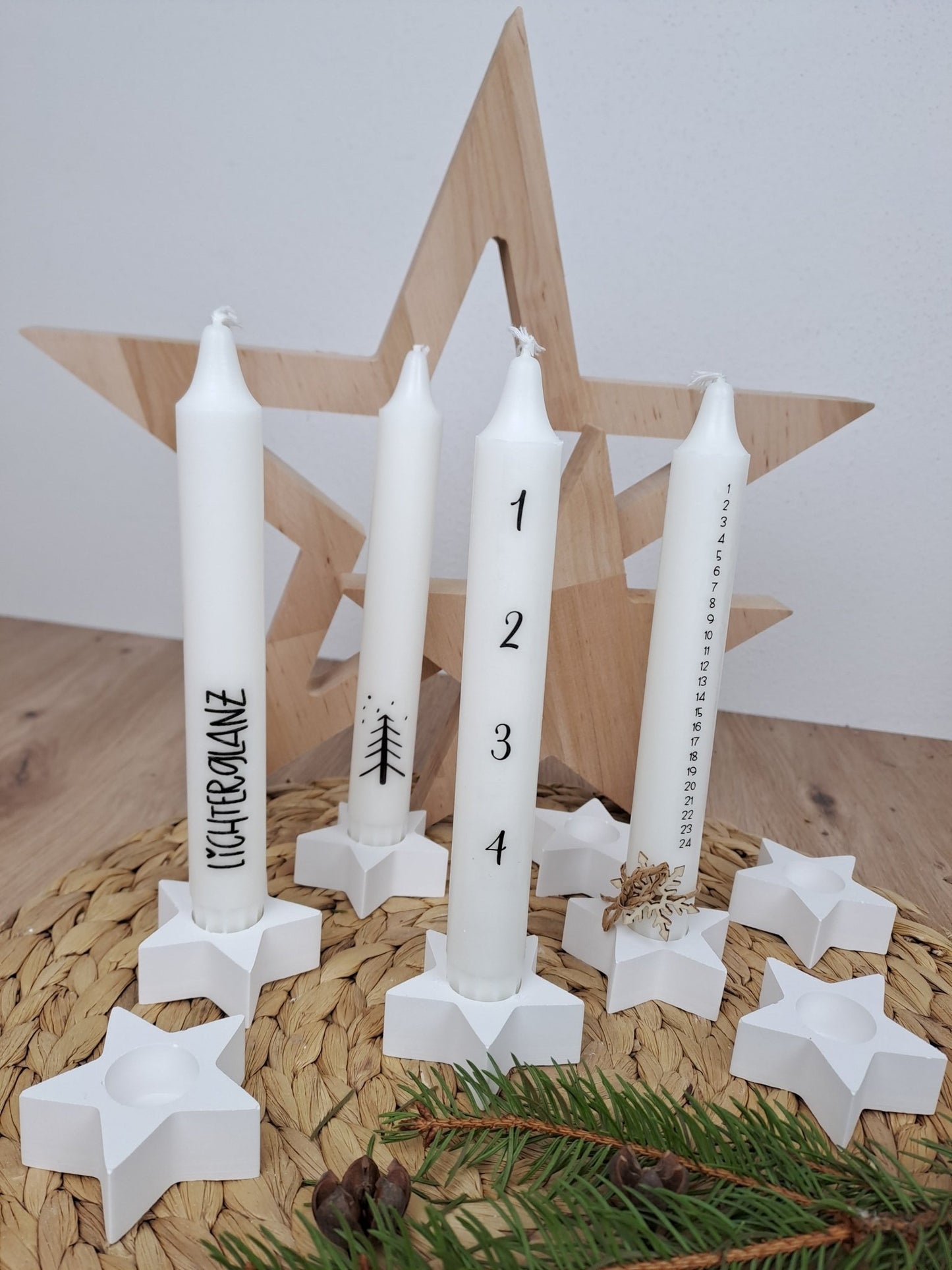 Kerzenhalter Stern mit Kerze – Katinkas Weihnachten Kreativwerkstatt Motiv