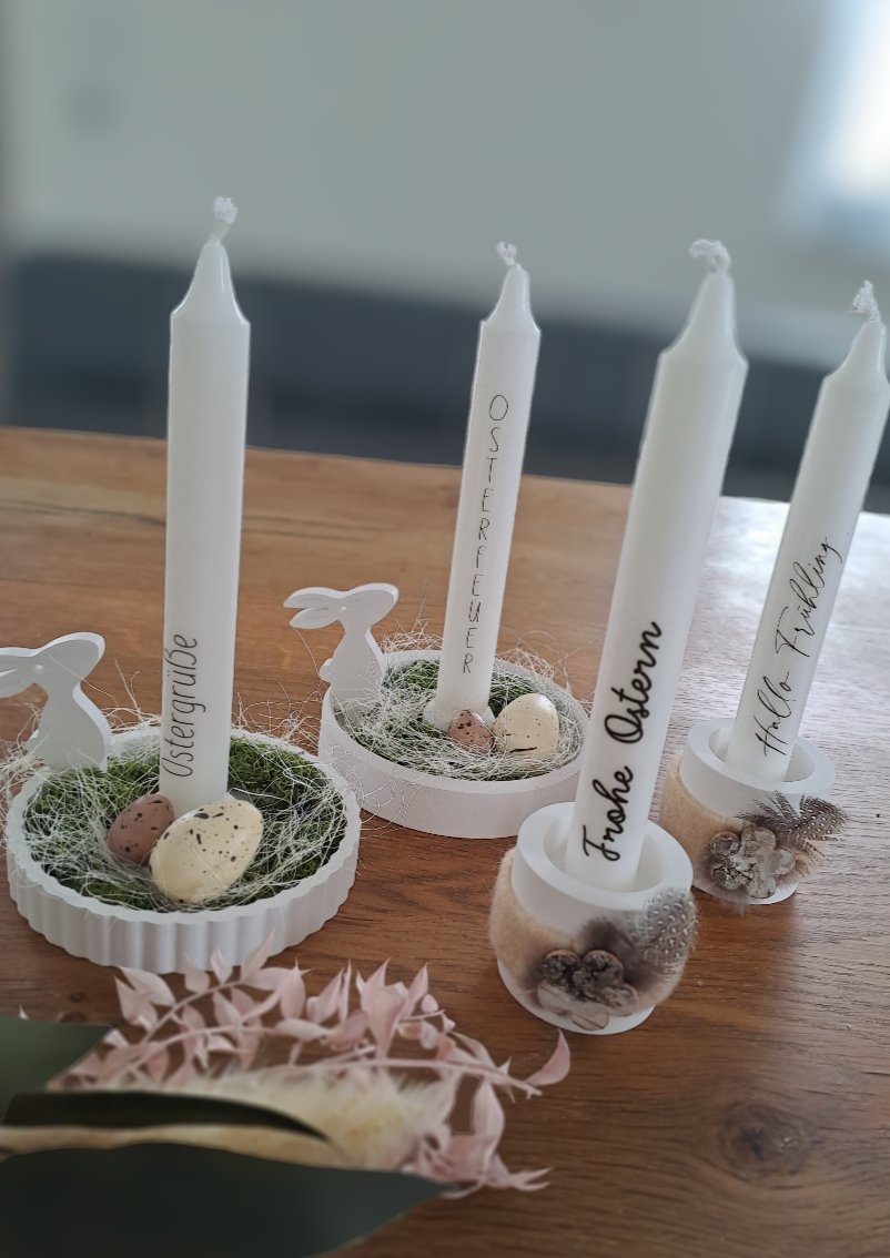 Kerzenteller I Kerzenhalter mit Dekoration und Kerze Ostern I Frühling - Osterdeko - Katinkas Kreativwerkstatt