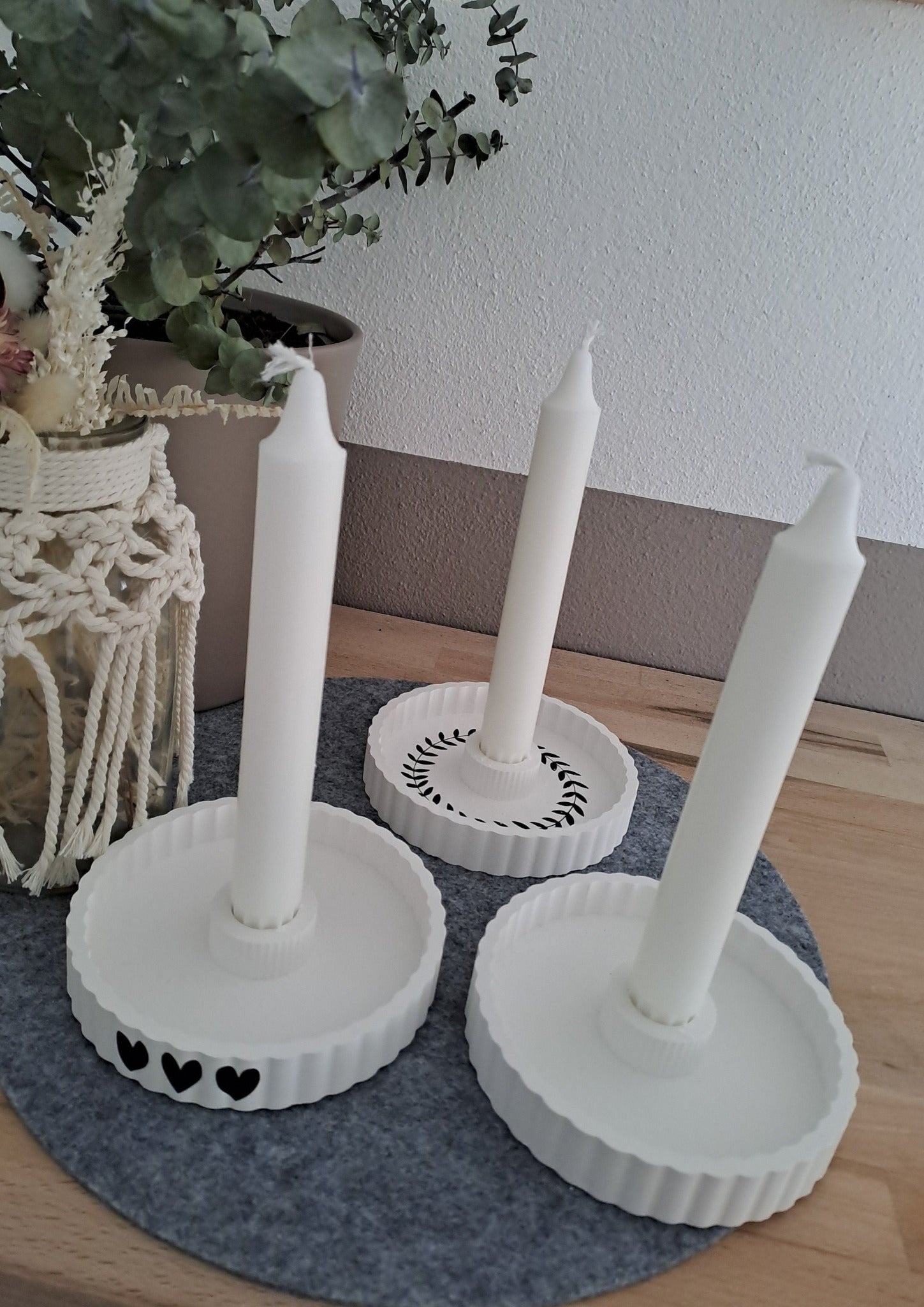 Kerzenteller mit Kerze Ostern I Frühling - Geriffelte Form - Osterdeko - Katinkas Kreativwerkstatt