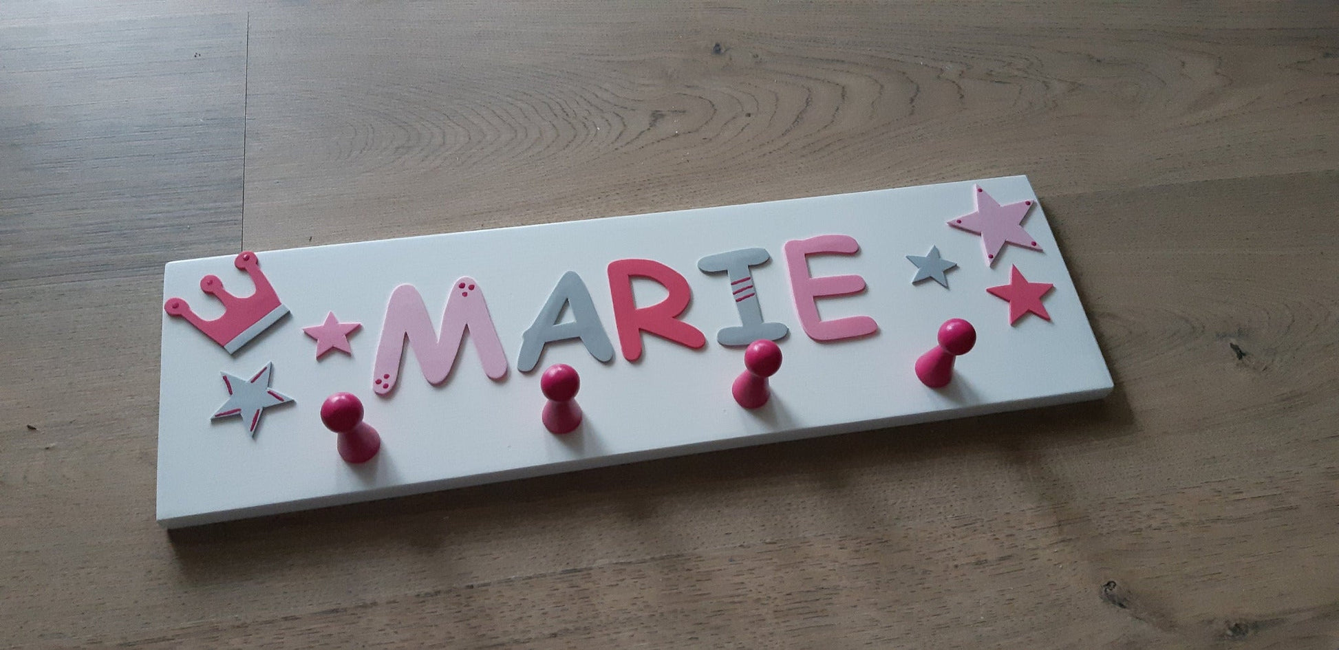Kindergarderobe personalisiert mit Wunschnamen - Motiv "Marie" - Katinkas Kreativwerkstatt