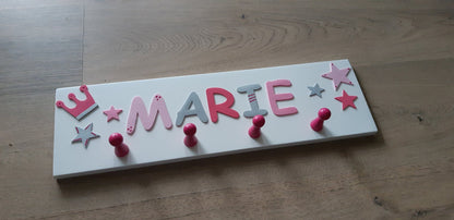 Kindergarderobe personalisiert mit Wunschnamen - Motiv "Marie" - Katinkas Kreativwerkstatt