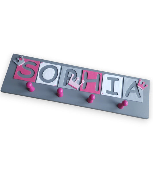 Kindergarderobe personalisiert mit Wunschnamen - Motiv "Sophia"