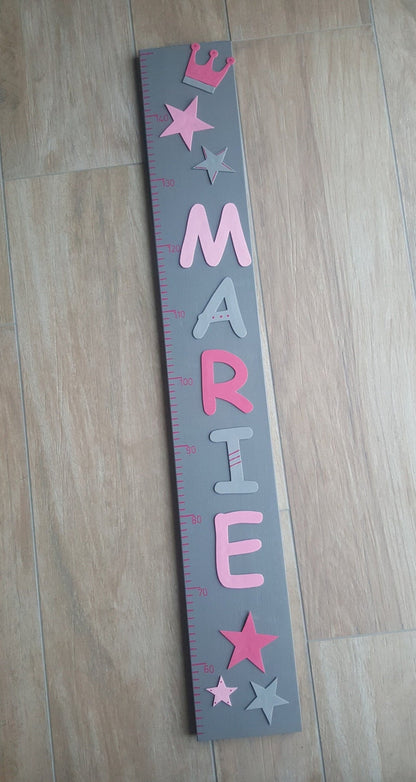 Messlatte für Kinder personalisiert mit Wunschnamen "Marie" - Katinkas Kreativwerkstatt