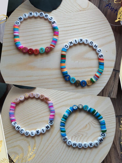 Schulkind Armband mit Wunschnamen für Mädchen - Katinkas Kreativwerkstatt