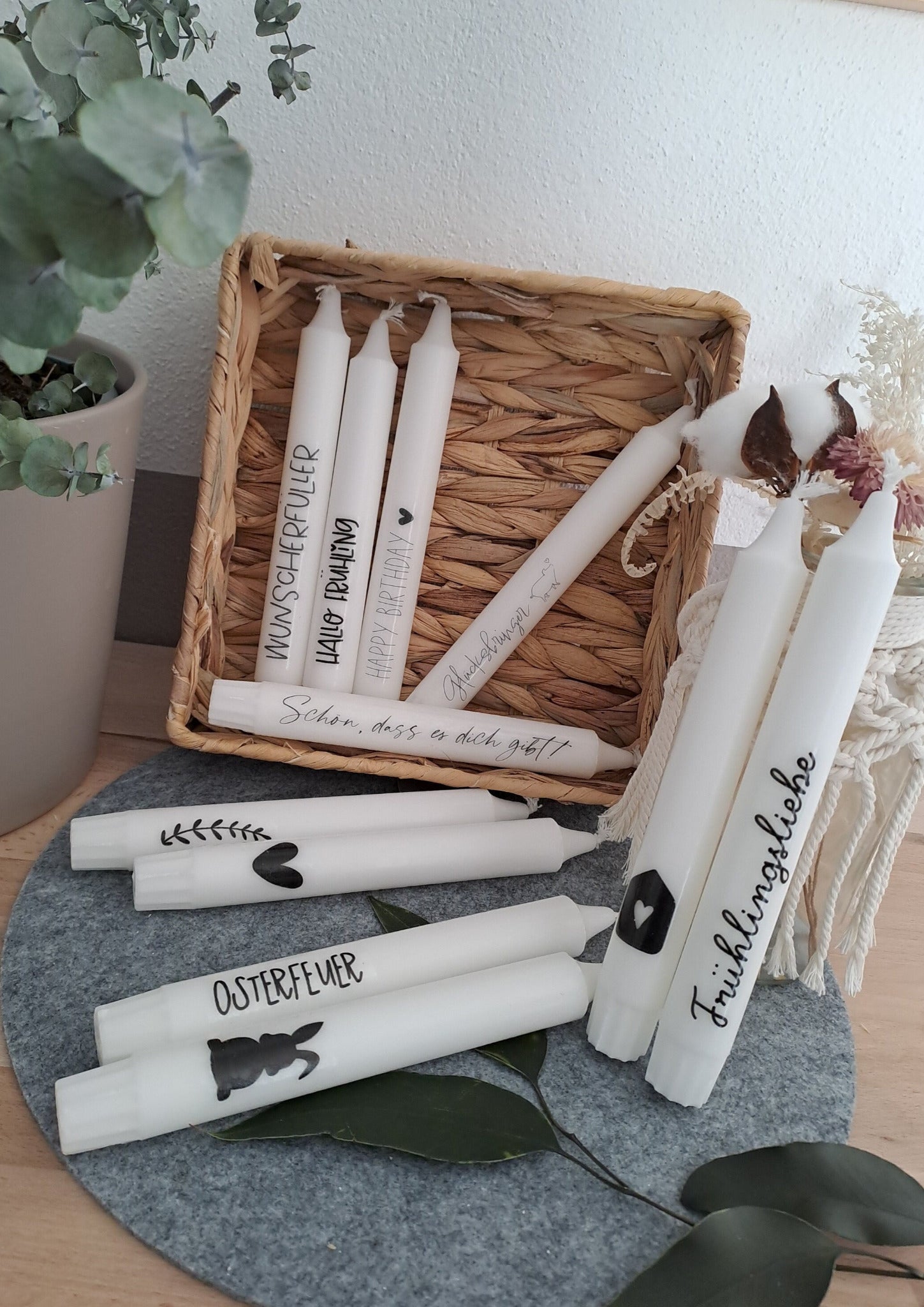 Stabkerze mit Wunschmotiv - Katinkas Kreativwerkstatt