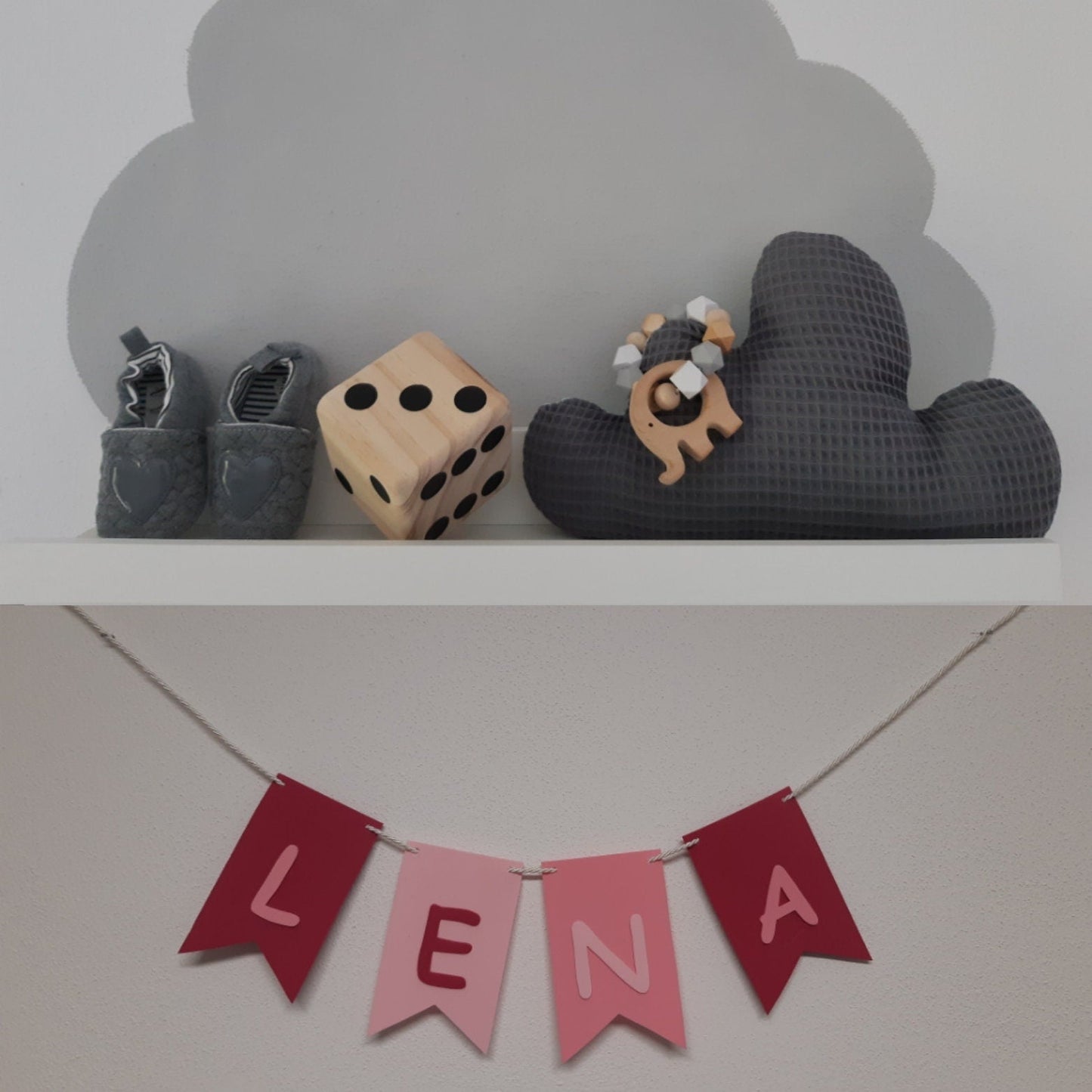 Wimpelkette mit Wunschnamen Motiv "Lena" - Katinkas Kreativwerkstatt